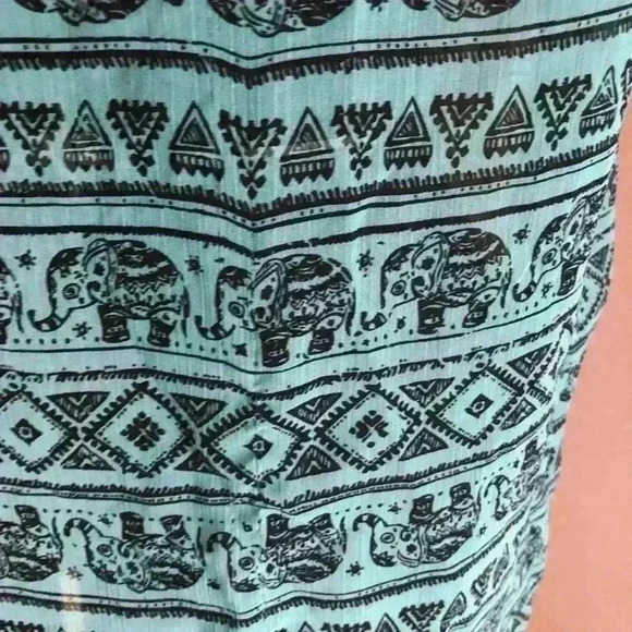 no boundaries teal black elephant sheet sleeveless tunic top labeled xl - Picture 4 of 7